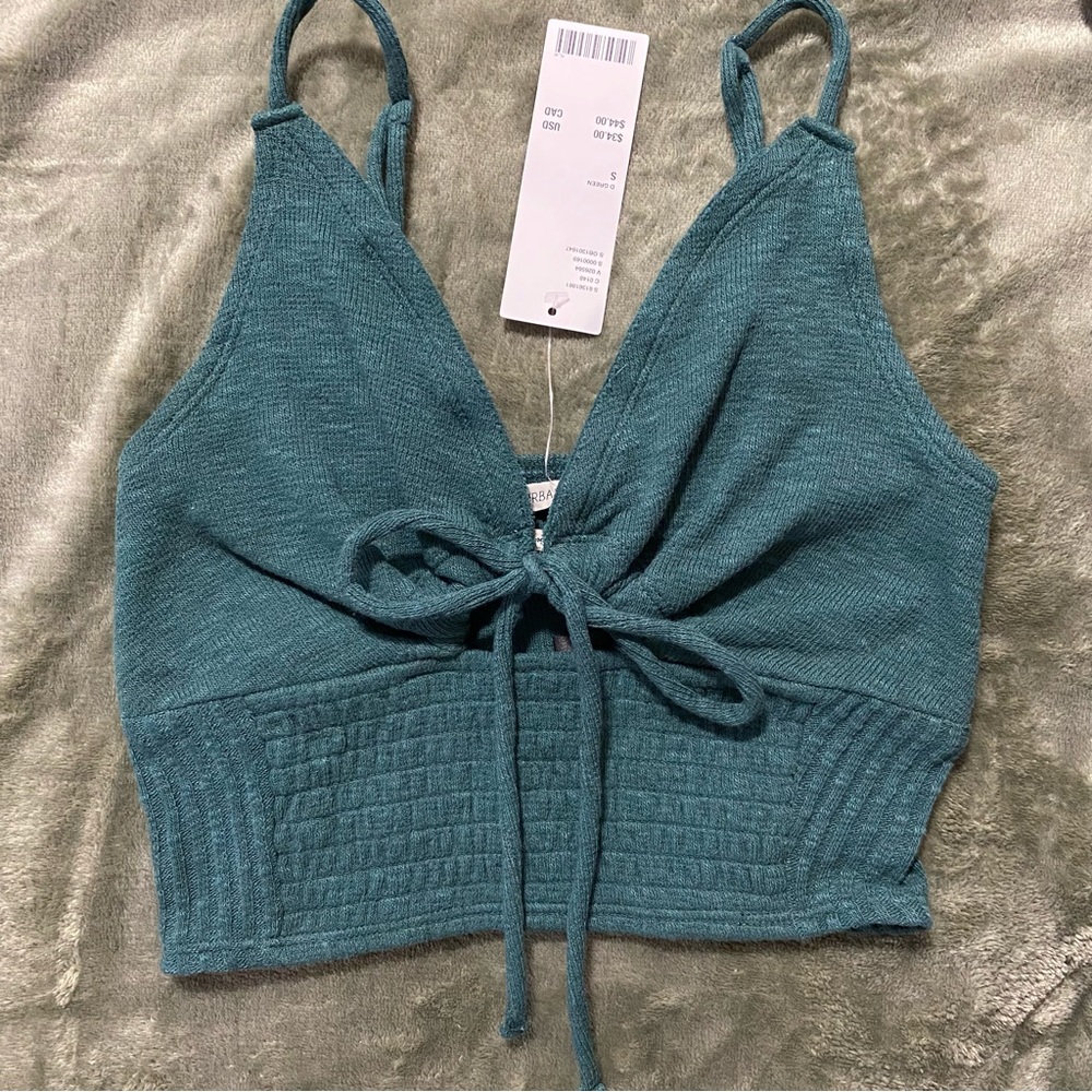 SOLD | Urban Outfitters Green Tie front Crop Tank Top, Size